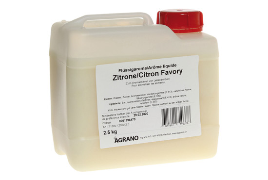 Flüssigaroma Zitrone Favory. Ein Produkt der Agrano AG