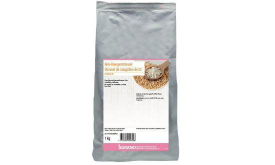 Streusel de nougatine de riz, mi-fin. Un produit de Agrano SA