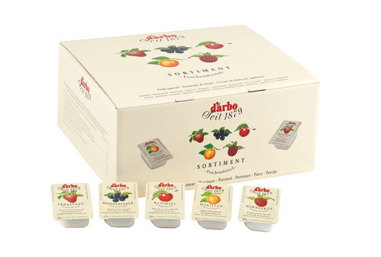 Darbo Fruchtaufstrich assortiert Portion. Ein Produkt der Agrano AG