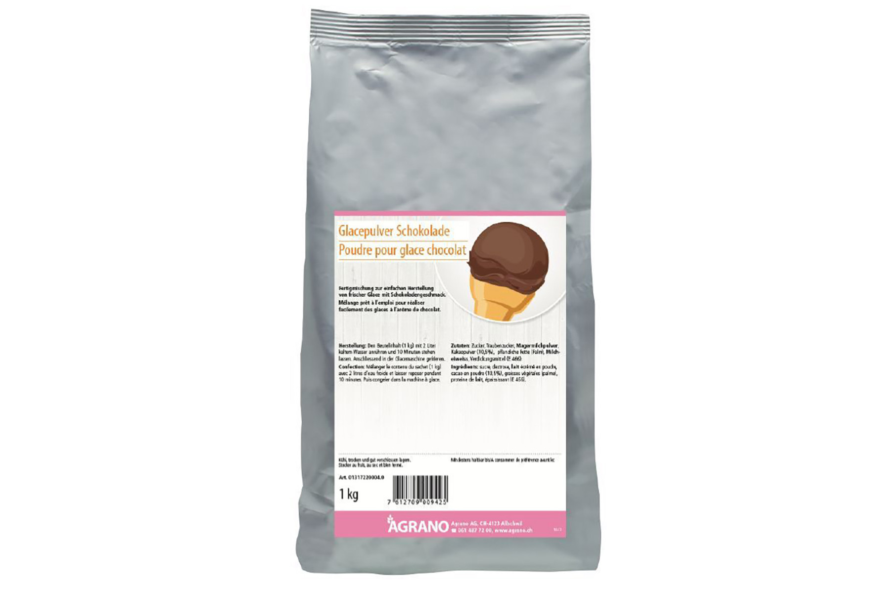 Glacepulver Schokolade. Ein Produkt der Agrano AG
