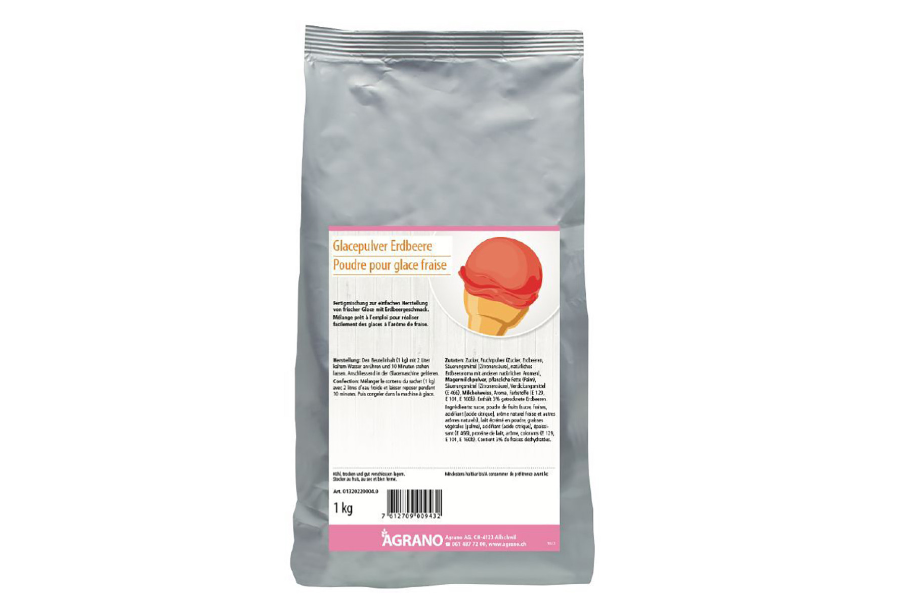 Glacepulver Erdbeere. Ein Produkt der Agrano AG