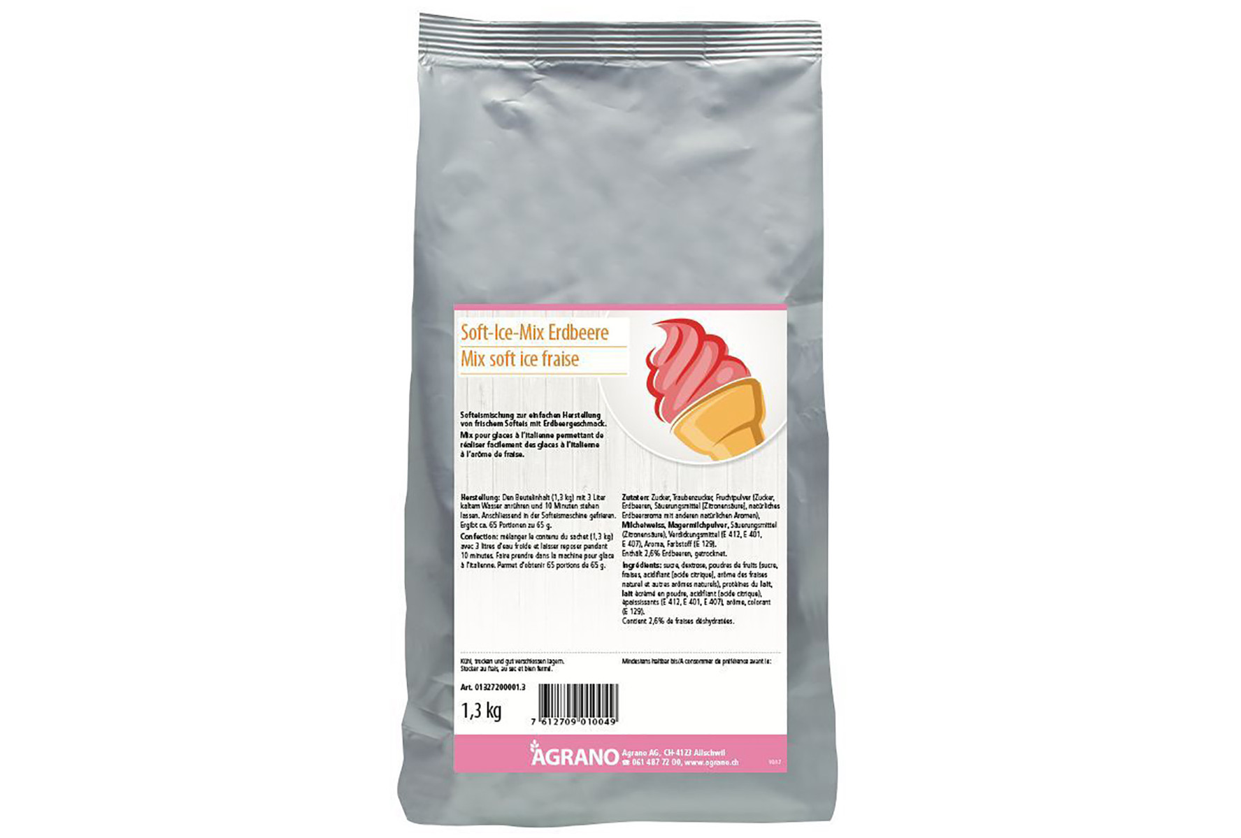 Soft-Ice-Mix Erdbeere. Ein Produkt der Agrano AG